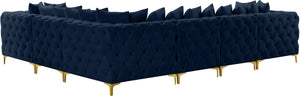 Tremblay Velvet / Engineered Wood / Metal / Foam Contemporary Navy Velvet Modular Sectional - 138" W x 108" D x 33" H