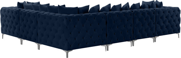 Tremblay Velvet / Engineered Wood / Metal / Foam Contemporary Navy Velvet Modular Sectional - 138" W x 108" D x 33" H
