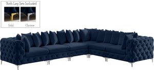 Tremblay Velvet / Engineered Wood / Metal / Foam Contemporary Navy Velvet Modular Sectional - 138" W x 108" D x 33" H