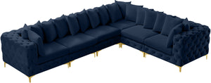 Tremblay Velvet / Engineered Wood / Metal / Foam Contemporary Navy Velvet Modular Sectional - 138" W x 108" D x 33" H
