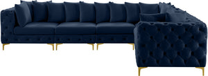 Tremblay Velvet / Engineered Wood / Metal / Foam Contemporary Navy Velvet Modular Sectional - 138" W x 108" D x 33" H
