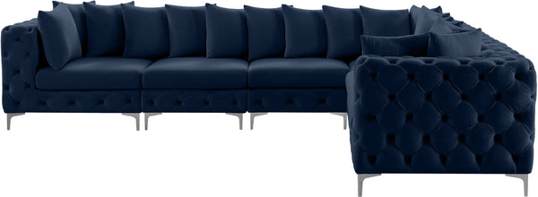 Tremblay Velvet / Engineered Wood / Metal / Foam Contemporary Navy Velvet Modular Sectional - 138" W x 108" D x 33" H