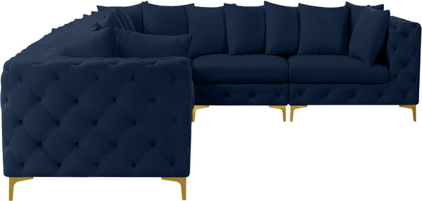 Tremblay Velvet / Engineered Wood / Metal / Foam Contemporary Navy Velvet Modular Sectional - 138" W x 108" D x 33" H