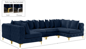 Tremblay Velvet / Engineered Wood / Metal / Foam Contemporary Navy Velvet Modular Sectional - 138" W x 69" D x 33" H