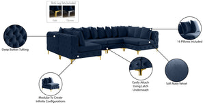 Tremblay Velvet / Engineered Wood / Metal / Foam Contemporary Navy Velvet Modular Sectional - 138" W x 69" D x 33" H