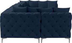 Tremblay Velvet / Engineered Wood / Metal / Foam Contemporary Navy Velvet Modular Sectional - 138" W x 69" D x 33" H