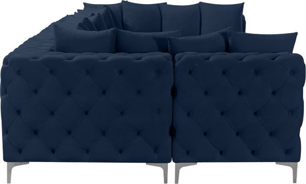 Tremblay Velvet / Engineered Wood / Metal / Foam Contemporary Navy Velvet Modular Sectional - 138" W x 69" D x 33" H