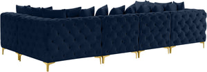 Tremblay Velvet / Engineered Wood / Metal / Foam Contemporary Navy Velvet Modular Sectional - 138" W x 69" D x 33" H