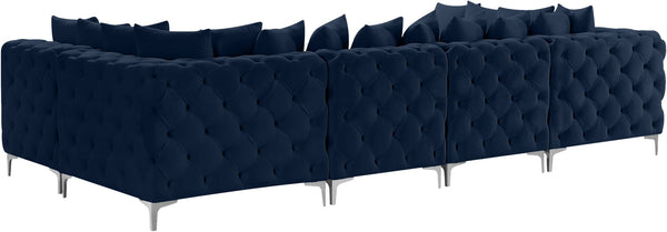 Tremblay Velvet / Engineered Wood / Metal / Foam Contemporary Navy Velvet Modular Sectional - 138" W x 69" D x 33" H
