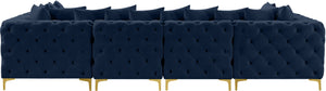Tremblay Velvet / Engineered Wood / Metal / Foam Contemporary Navy Velvet Modular Sectional - 138" W x 69" D x 33" H