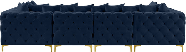 Tremblay Velvet / Engineered Wood / Metal / Foam Contemporary Navy Velvet Modular Sectional - 138" W x 69" D x 33" H