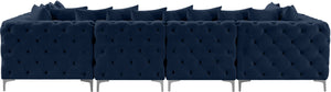 Tremblay Velvet / Engineered Wood / Metal / Foam Contemporary Navy Velvet Modular Sectional - 138" W x 69" D x 33" H