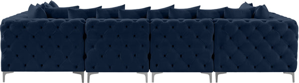 Tremblay Velvet / Engineered Wood / Metal / Foam Contemporary Navy Velvet Modular Sectional - 138" W x 69" D x 33" H