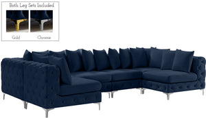 Tremblay Velvet / Engineered Wood / Metal / Foam Contemporary Navy Velvet Modular Sectional - 138" W x 69" D x 33" H