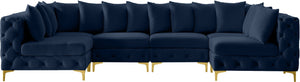 Tremblay Velvet / Engineered Wood / Metal / Foam Contemporary Navy Velvet Modular Sectional - 138" W x 69" D x 33" H