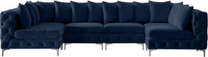 Tremblay Velvet / Engineered Wood / Metal / Foam Contemporary Navy Velvet Modular Sectional - 138" W x 69" D x 33" H