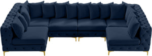 Tremblay Velvet / Engineered Wood / Metal / Foam Contemporary Navy Velvet Modular Sectional - 138" W x 69" D x 33" H