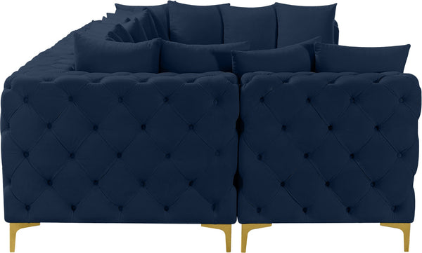 Tremblay Velvet / Engineered Wood / Metal / Foam Contemporary Navy Velvet Modular Sectional - 138" W x 69" D x 33" H