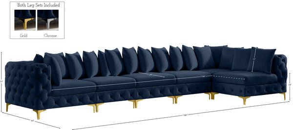 Tremblay Velvet / Engineered Wood / Metal / Foam Contemporary Navy Velvet Modular Sectional - 168" W x 69" D x 33" H