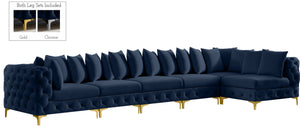 Tremblay Velvet / Engineered Wood / Metal / Foam Contemporary Navy Velvet Modular Sectional - 168" W x 69" D x 33" H