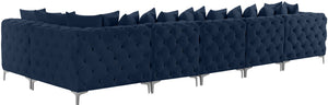 Tremblay Velvet / Engineered Wood / Metal / Foam Contemporary Navy Velvet Modular Sectional - 168" W x 69" D x 33" H