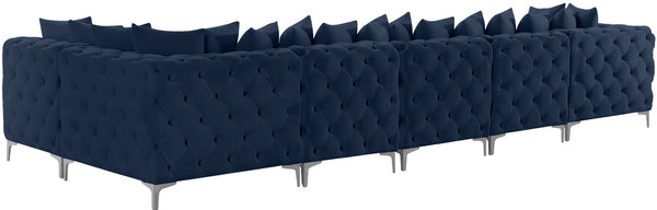 Tremblay Velvet / Engineered Wood / Metal / Foam Contemporary Navy Velvet Modular Sectional - 168" W x 69" D x 33" H