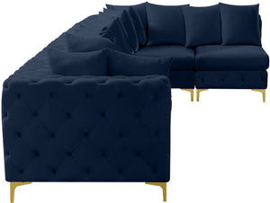 Tremblay Velvet / Engineered Wood / Metal / Foam Contemporary Navy Velvet Modular Sectional - 168" W x 69" D x 33" H