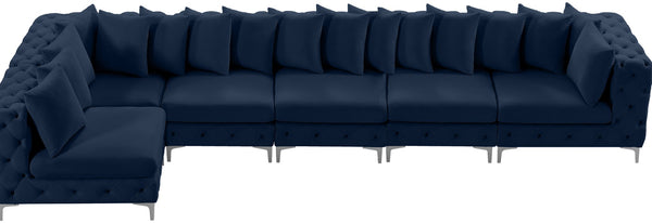 Tremblay Velvet / Engineered Wood / Metal / Foam Contemporary Navy Velvet Modular Sectional - 168" W x 69" D x 33" H