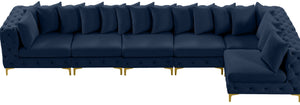 Tremblay Velvet / Engineered Wood / Metal / Foam Contemporary Navy Velvet Modular Sectional - 168" W x 69" D x 33" H