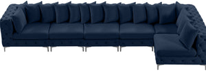 Tremblay Velvet / Engineered Wood / Metal / Foam Contemporary Navy Velvet Modular Sectional - 168" W x 69" D x 33" H