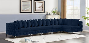 Tremblay Velvet / Engineered Wood / Metal / Foam Contemporary Navy Velvet Modular Sectional - 168" W x 69" D x 33" H
