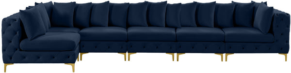 Tremblay Velvet / Engineered Wood / Metal / Foam Contemporary Navy Velvet Modular Sectional - 168" W x 69" D x 33" H
