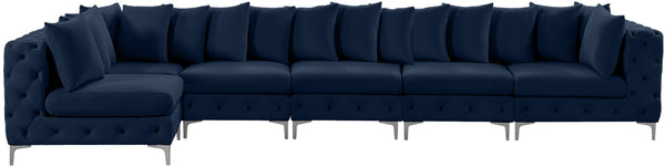 Tremblay Velvet / Engineered Wood / Metal / Foam Contemporary Navy Velvet Modular Sectional - 168" W x 69" D x 33" H