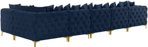 Tremblay Velvet / Engineered Wood / Metal / Foam Contemporary Navy Velvet Modular Sectional - 168" W x 69" D x 33" H