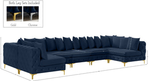 Tremblay Velvet / Engineered Wood / Metal / Foam Contemporary Navy Velvet Modular Sectional - 168" W x 69" D x 33" H