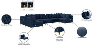 Tremblay Velvet / Engineered Wood / Metal / Foam Contemporary Navy Velvet Modular Sectional - 168" W x 69" D x 33" H