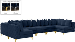 Tremblay Velvet / Engineered Wood / Metal / Foam Contemporary Navy Velvet Modular Sectional - 168" W x 69" D x 33" H