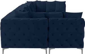 Tremblay Velvet / Engineered Wood / Metal / Foam Contemporary Navy Velvet Modular Sectional - 168" W x 69" D x 33" H