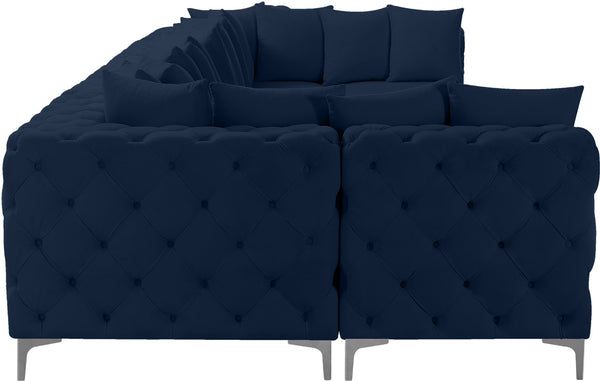 Tremblay Velvet / Engineered Wood / Metal / Foam Contemporary Navy Velvet Modular Sectional - 168" W x 69" D x 33" H