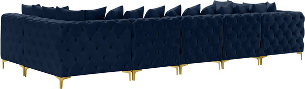 Tremblay Velvet / Engineered Wood / Metal / Foam Contemporary Navy Velvet Modular Sectional - 168" W x 69" D x 33" H