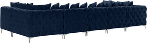 Tremblay Velvet / Engineered Wood / Metal / Foam Contemporary Navy Velvet Modular Sectional - 168" W x 69" D x 33" H