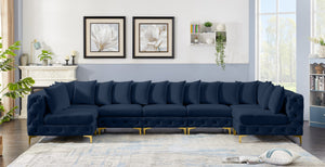 Tremblay Velvet / Engineered Wood / Metal / Foam Contemporary Navy Velvet Modular Sectional - 168" W x 69" D x 33" H