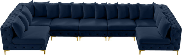 Tremblay Velvet / Engineered Wood / Metal / Foam Contemporary Navy Velvet Modular Sectional - 168" W x 69" D x 33" H
