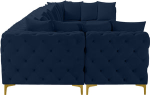 Tremblay Velvet / Engineered Wood / Metal / Foam Contemporary Navy Velvet Modular Sectional - 168" W x 69" D x 33" H