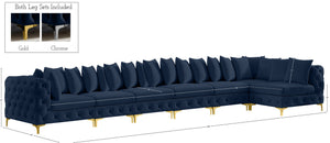 Tremblay Velvet / Engineered Wood / Metal / Foam Contemporary Navy Velvet Modular Sectional - 198" W x 69" D x 33" H