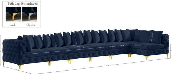 Tremblay Velvet / Engineered Wood / Metal / Foam Contemporary Navy Velvet Modular Sectional - 198" W x 69" D x 33" H