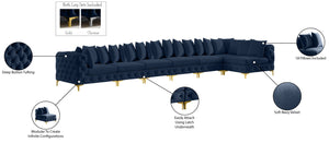 Tremblay Velvet / Engineered Wood / Metal / Foam Contemporary Navy Velvet Modular Sectional - 198" W x 69" D x 33" H