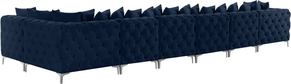 Tremblay Velvet / Engineered Wood / Metal / Foam Contemporary Navy Velvet Modular Sectional - 198" W x 69" D x 33" H