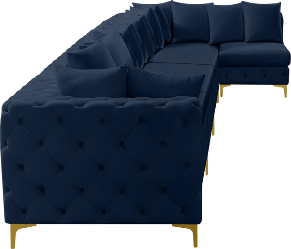Tremblay Velvet / Engineered Wood / Metal / Foam Contemporary Navy Velvet Modular Sectional - 198" W x 69" D x 33" H