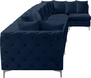 Tremblay Velvet / Engineered Wood / Metal / Foam Contemporary Navy Velvet Modular Sectional - 198" W x 69" D x 33" H
